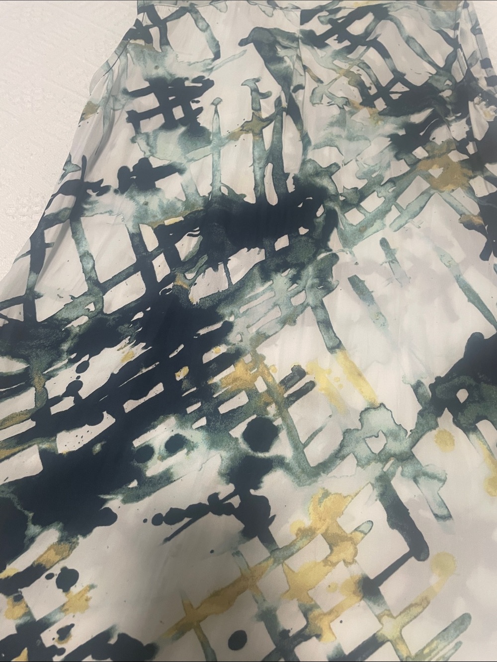 🖤5/$25 Vera wang silky Sleeveless Abstract Print Layered Blouse Blue Green White - Picture 17 of 17